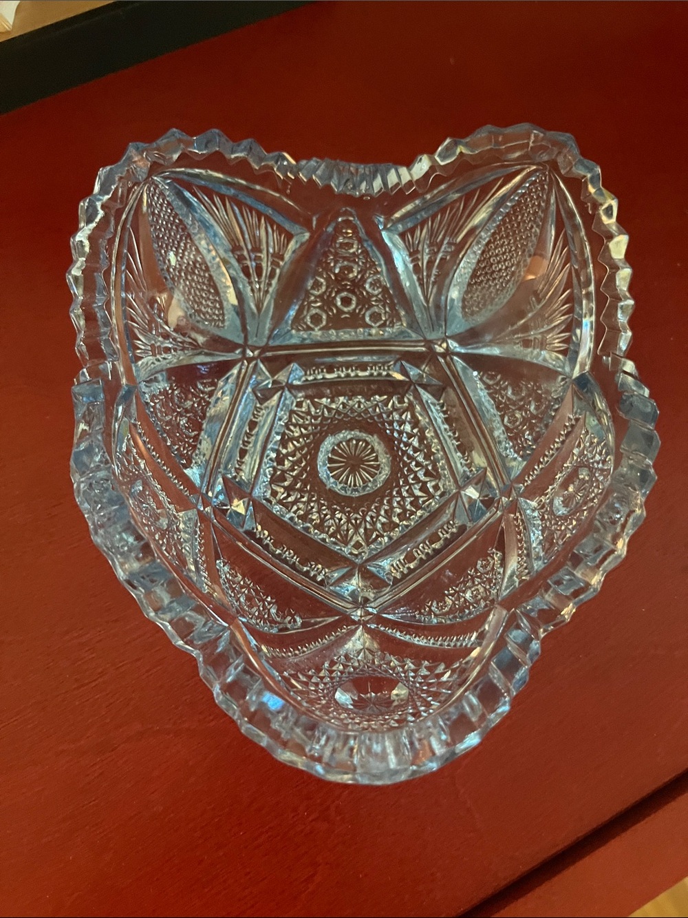 Cut Glass Heart-Shaped Decorative Bowl - Clear